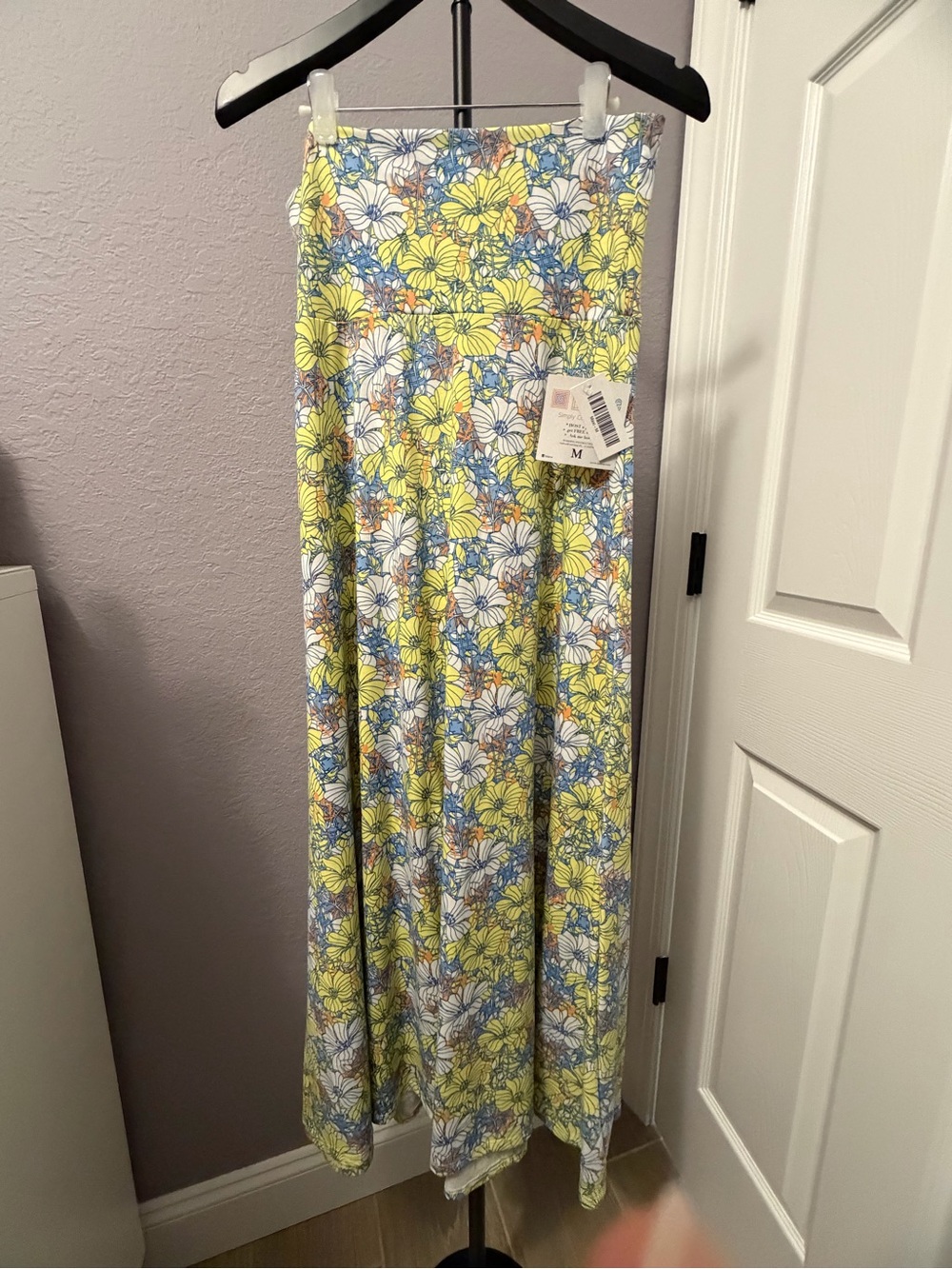 Lularoe Floral Maxi Skirt in Yellow and Blue